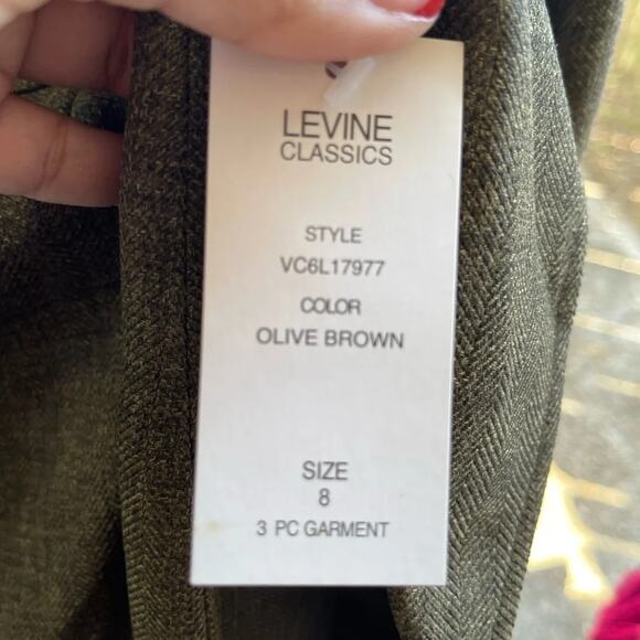 Larry Levine Herringbone 2 Piece Suit - Blazer & Jacket Set - Size 8 - NWT - Picture 8 of 11